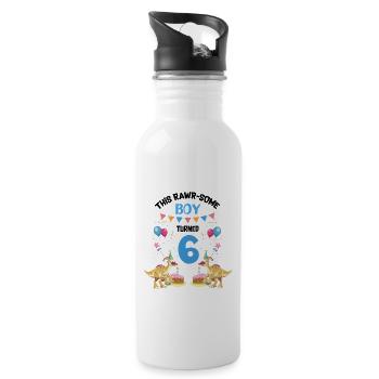 Parasaurolophus Kids for Dinosaur Birthday - Water bottle with straw - white - Right