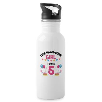 Parasaurolophus Girls Design Birthday Party - Water bottle with straw - white - Right