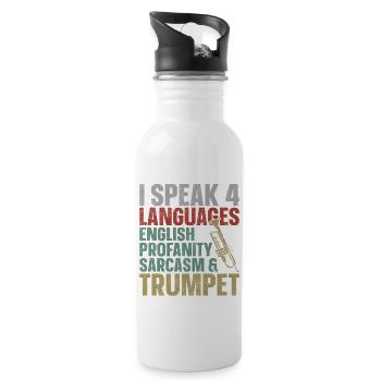 Trumpet Player Vintage Retro I - Water bottle with straw - white - Right