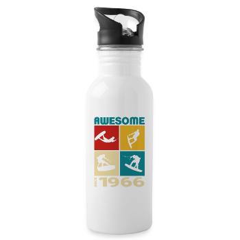 Awesome since 1966. Wakeboard Lifestyle - Trinkflasche mit integriertem Trinkhalm - Weiß - Rechts