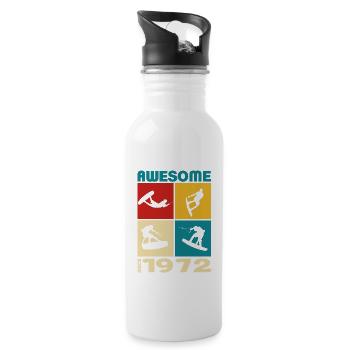 Awesome since 1972. Wakeboard Lifestyle - Trinkflasche mit integriertem Trinkhalm - Weiß - Rechts