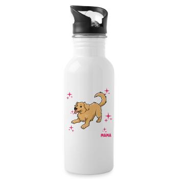 Golden Retriever Mama - Trinkflasche mit integriertem Trinkhalm - Weiß - Rechts