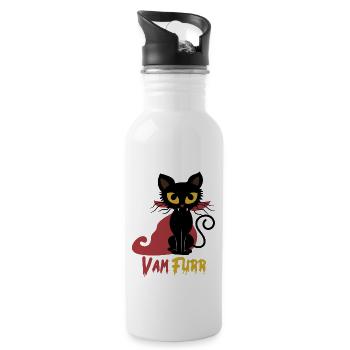 Black Cat VamFurr Red Cape Halloween - Water bottle with straw - white - Right