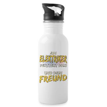 EIN ELEKTRIKER VERSTEHT DICH - Trinkflasche mit integriertem Trinkhalm - Weiß - Rechts