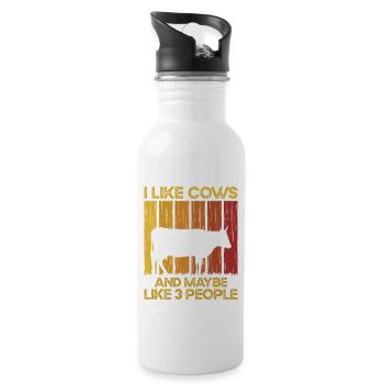 Cow Farmer Gift Dairy Cow Agriculture Cow - Water bottle with straw - white - Right