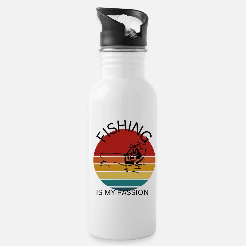 La pêche est ma passion - Gourde avec paille intégrée - blanc
