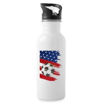 American soccer team ,soccer - Water bottle with straw - white - Right