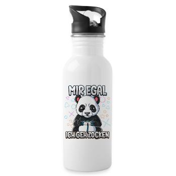 Mir Egal Ich Geh Zocken Gaming - Trinkflasche mit integriertem Trinkhalm - Weiß - Rechts