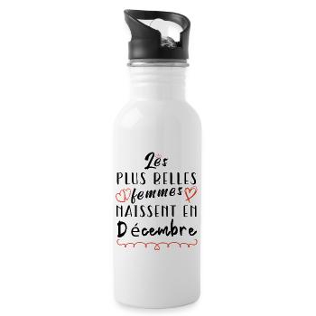 The most beautiful women are born in December - Water bottle with straw - white - Right