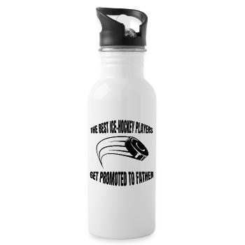 Eishockey Vater Dad Eishockeyteam Wintersport Papa - Trinkflasche mit integriertem Trinkhalm - Weiß - Rechts