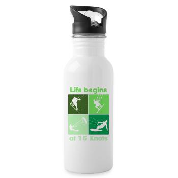 La vie commence à 15 nœuds, Lifestyle Vintage Design - Gourde avec paille intégrée - blanc - Droite