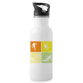 Kite Surfing, Kite Board, Lifestyle Vintage Design - Water bottle with straw - white - Right
