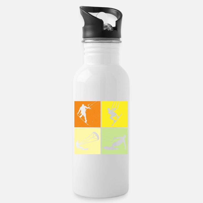 Kite Surfing, Kite Board, Lifestyle Vintage Design - Trinkflasche mit integriertem Trinkhalm - Weiß