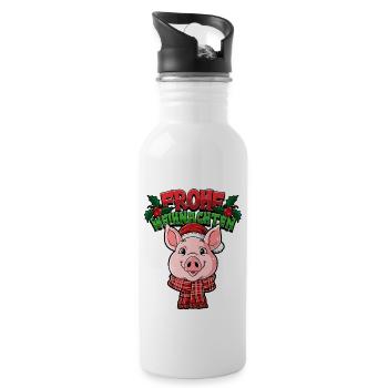 Frohe Weihnachten - Trinkflasche mit integriertem Trinkhalm - Weiß - Rechts