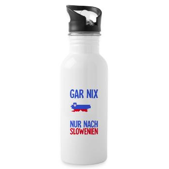 Ich Muss Gar Nix Ich Muss Nur Nach Slowenien - Trinkflasche mit integriertem Trinkhalm - Weiß - Rechts