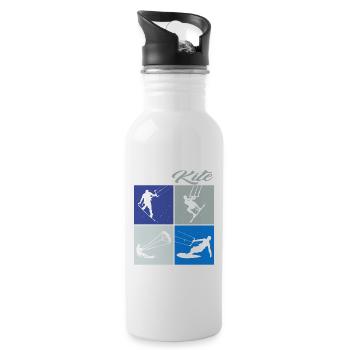 Work Kite Balance. Lifestyle Vintage Design, Work - Trinkflasche mit integriertem Trinkhalm - Weiß - Rechts