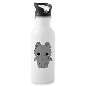 Cute Bat - Water bottle with straw - white - Right