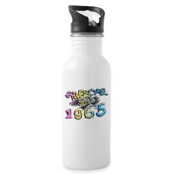 Awesome since 1965 Graffiti Motiv - Trinkflasche mit integriertem Trinkhalm - Weiß - Rechts