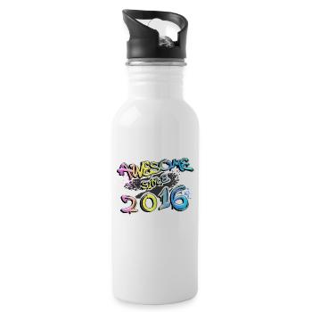 Awesome since 2016 Graffiti Motiv - Trinkflasche mit integriertem Trinkhalm - Weiß - Rechts