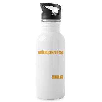 Angler Hochzeit Glücklichster Tag Ich Beim Angeln - Trinkflasche mit integriertem Trinkhalm - Weiß - Rechts