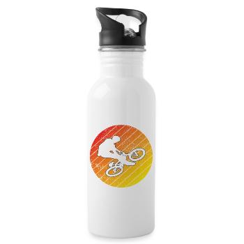 Mountainbike Radeln Fahrrad Radfahren Fahrradtour - Trinkflasche mit integriertem Trinkhalm - Weiß - Rechts