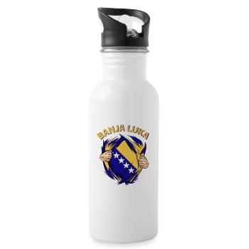 Fière Banja Luka Bosnie-Herzégovine - Gourde avec paille intégrée - blanc - Droite