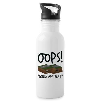 Earthquake Fault Ground Shake Humorous Pun - Water bottle with straw - white - Right
