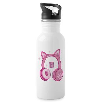 Level 18 Jahre Mädchen Gamer Girl Gaming Zocker - Trinkflasche mit integriertem Trinkhalm - Weiß - Rechts