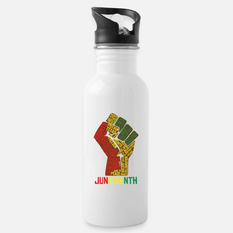 Juneteenth Texas Liberty Peace Celebration - Trinkflasche mit integriertem Trinkhalm - Weiß