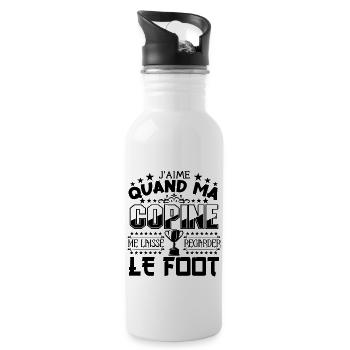 Le Foot | Ma Copine et Le football - Gourde avec paille intégrée - blanc - Droite