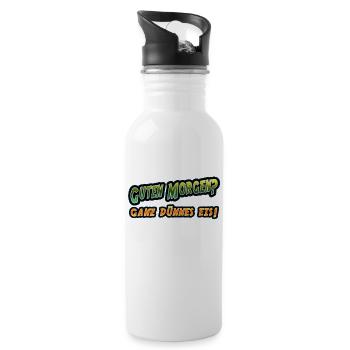 Good morning? Very thin ice! Funny saying - Water bottle with straw - white - Right