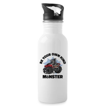 Monster Truck Drive Wheels Lovers Giant Car - Gourde avec paille intégrée - blanc - Droite