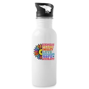 Kindness Peace Equality Love Hope - Water bottle with straw - white - Right