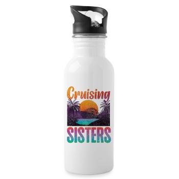 Cruise Ship Vacation Sister Girl - Water bottle with straw - white - Right