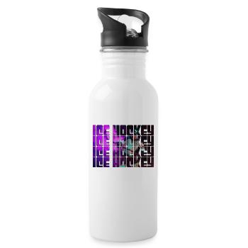 Eishockey - Trinkflasche mit integriertem Trinkhalm - Weiß - Rechts