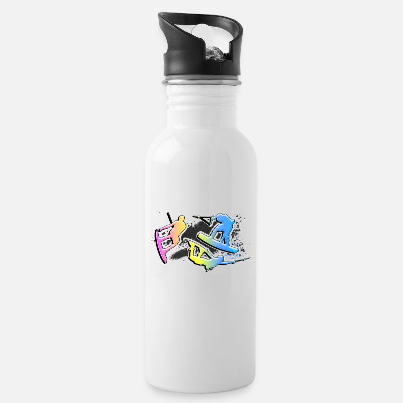 Wakeboard, Silhouette, Wassersport, Wakeboarder, - Trinkflasche mit integriertem Trinkhalm - Weiß