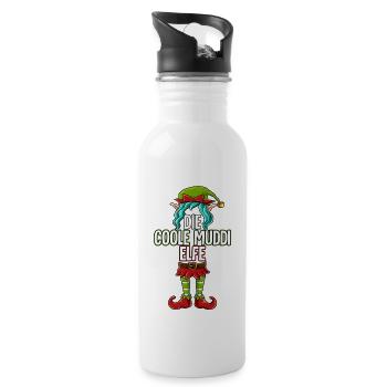 Coole Muddi Elfe Partnerlook Weihnachten - Trinkflasche mit integriertem Trinkhalm - Weiß - Rechts