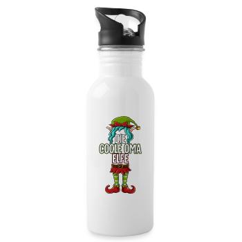 Coole Oma Elfe Partnerlook Weihnachten - Trinkflasche mit integriertem Trinkhalm - Weiß - Rechts
