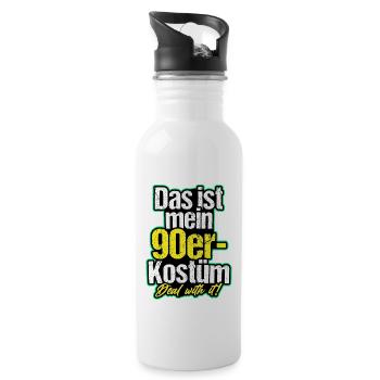 Mein Neunziger Kostüm 90er 80er 70er Party Retro - Trinkflasche mit integriertem Trinkhalm - Weiß - Rechts