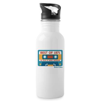 1971 Vintage Vintage Retro Birthday Gift - Water bottle with straw - white - Right