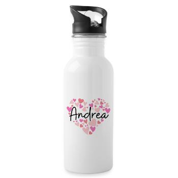 I love Andrea - hearts for Andrea - Water bottle with straw - white - Right