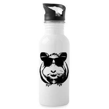 Guinea Pig Cool Sunglasses Funny Vector 3 - Water bottle with straw - white - Right
