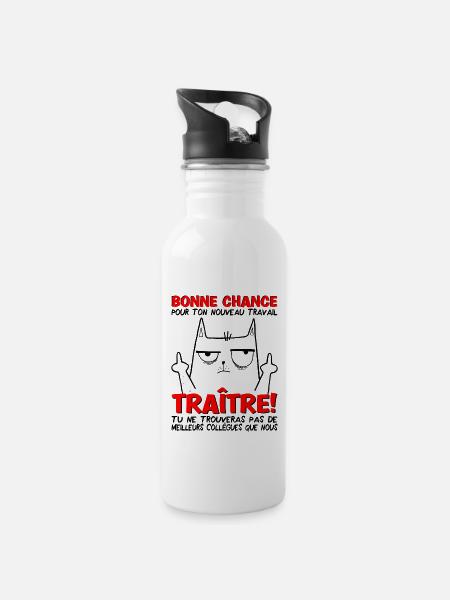 Nouvel emploi départ collègue travail bonne chance - Gourde avec paille intégrée - blanc