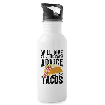 Funny geologist on a stone hunt - Water bottle with straw - white - Right