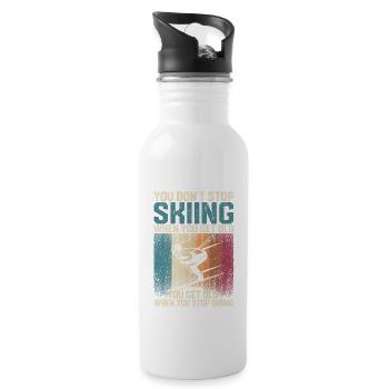 Du hörst nicht auf, Ski zu fahren, wenn du alt - Trinkflasche mit integriertem Trinkhalm - Weiß - Rechts