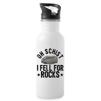 Funny geologist on a stone hunt - Water bottle with straw - white - Right