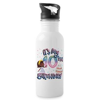 It's my 10th birthday Melanin Kid Juneteenth - Water bottle with straw - white - Right