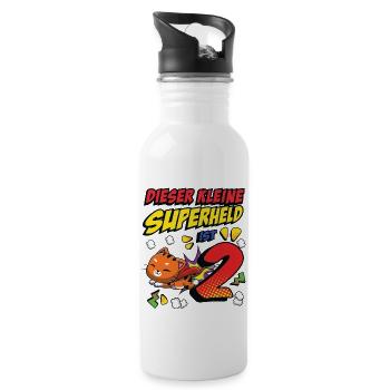 Dieser Kleine Superheld Ist 2 Cat Owner 2nd - Trinkflasche mit integriertem Trinkhalm - Weiß - Rechts