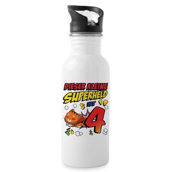 Dieser Kleine Superheld Ist 4 Cat Owner 4th - Trinkflasche mit integriertem Trinkhalm - Weiß - Rechts