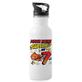 Dieser Kleine Superheld Ist 7 Cat Owner 7th - Trinkflasche mit integriertem Trinkhalm - Weiß - Rechts